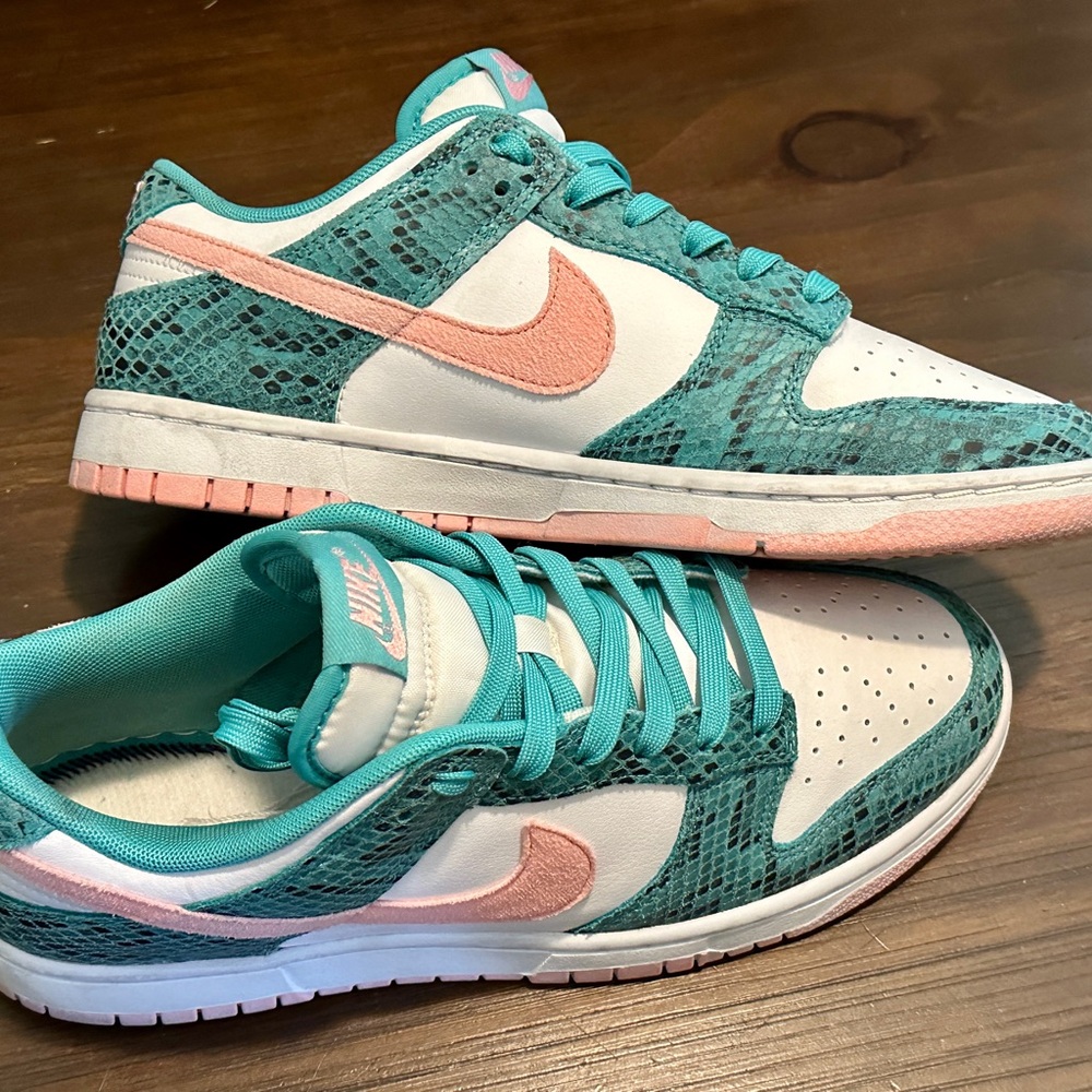 Size 8 Men’s - Nike Dunk Low Washed Teal Snakeskin
